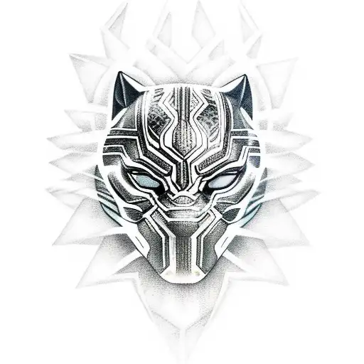 black panther with claws and glowing violent outline with dominance tattoo design idea