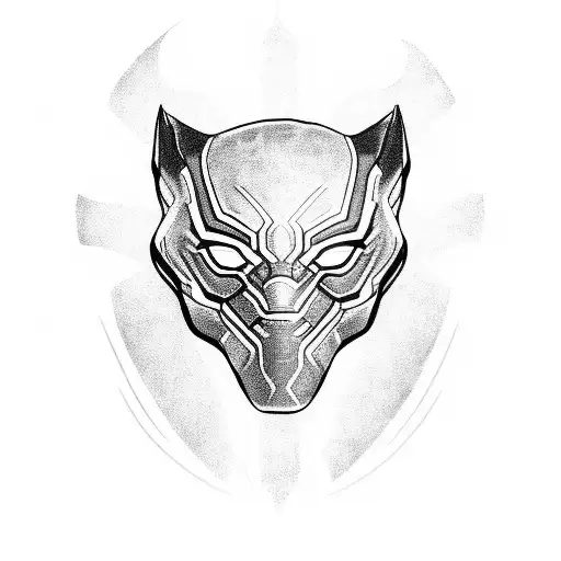 black panther with claws and glowing violent outline with dominance tattoo design idea
