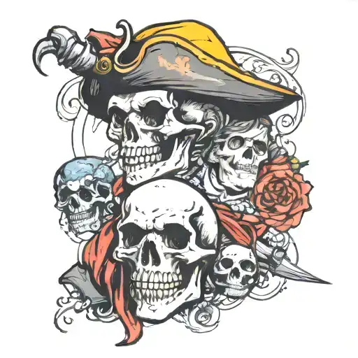 goonies skull and captain hook's tattoo design idea