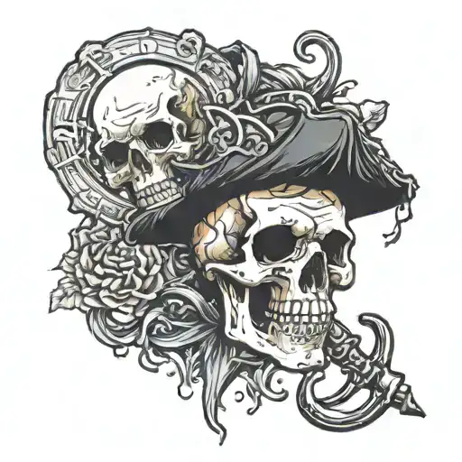 goonies skull and captain hook's hook and the marauders tattoo design idea