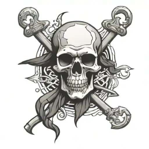 goonies skull and captain hook's hook and the marauders tattoo design idea
