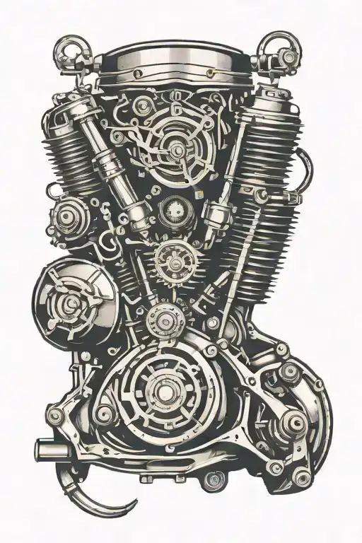 motorbike engine tattoo design idea