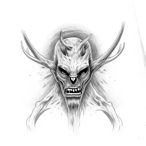 hand with wendigo tattoo design idea