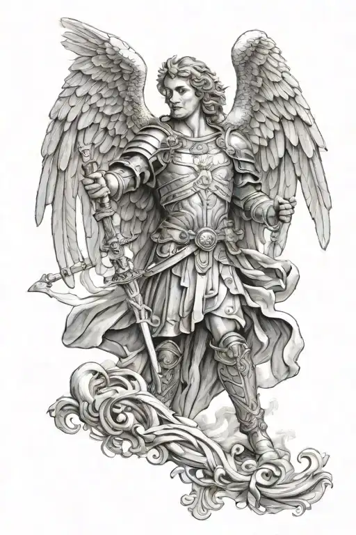 archangel saint michael tattoo design idea