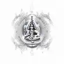 lord shiva and universe with trisula tattoo design idea