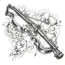 broken fiddle with a crossbow tattoo design idea