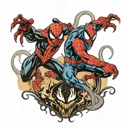 spider man vs venom tattoo design idea