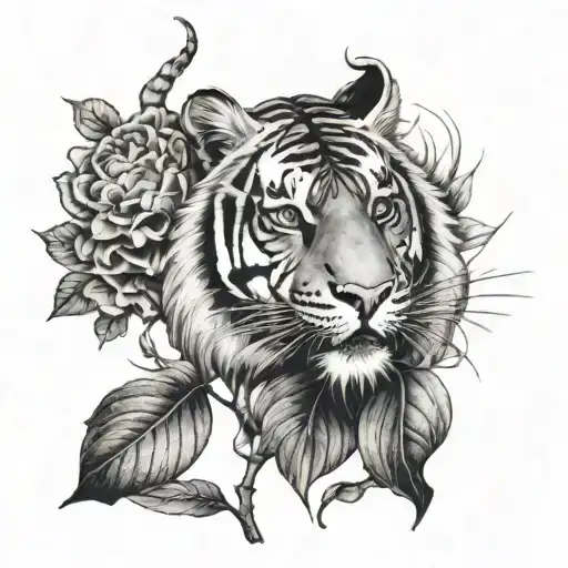 tiger and beet root tattoo design idea