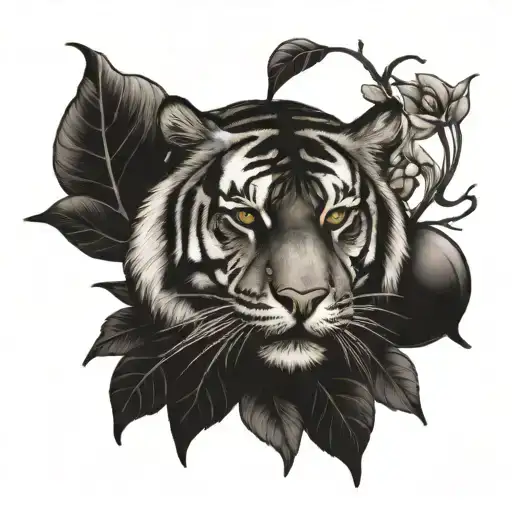 siberian  tiger and beet root tattoo design idea