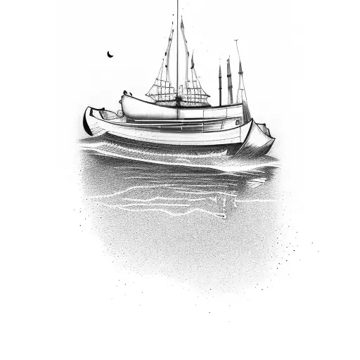 Burning boat tattoo design idea