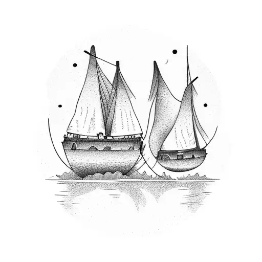 Burning boats tattoo design idea