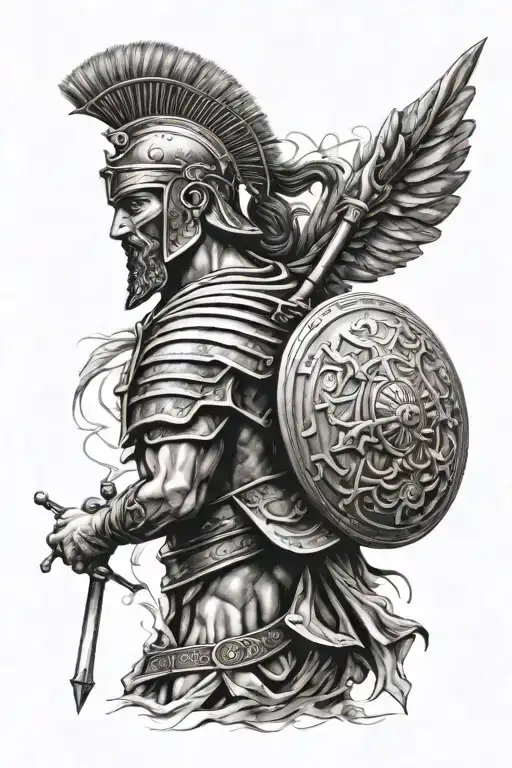 Greek warriors tattoo design idea