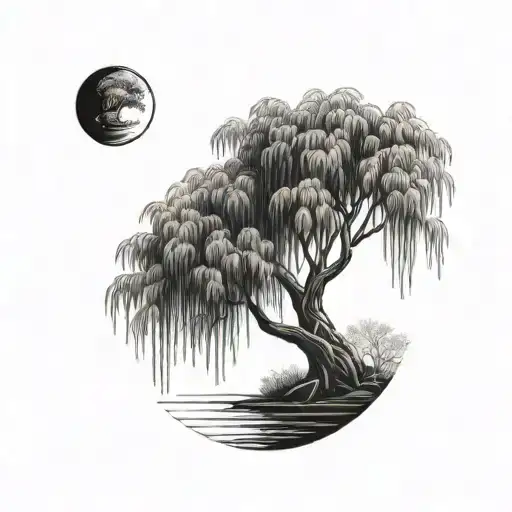 weeping willow tree  tattoo design idea