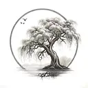 weeping willow tree  tattoo design idea