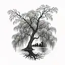 weeping willow tree  tattoo design idea