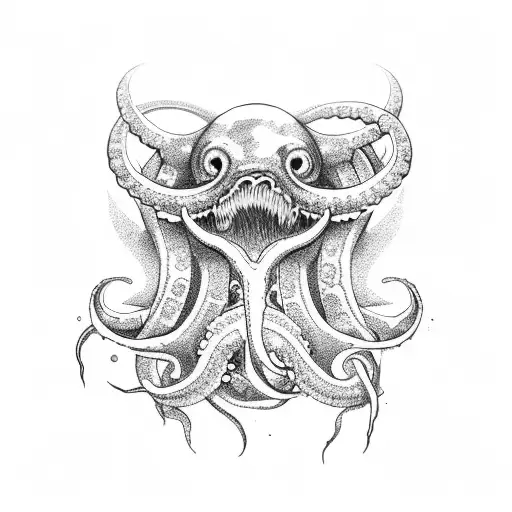kraken sinking a ship tattoo design idea