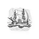 kraken sinking a ship tattoo design idea