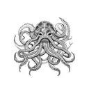 kraken sinking a ship tattoo design idea