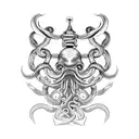 kraken with ship tattoo design idea