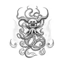 kraken with ship tattoo design idea
