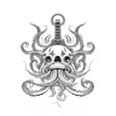 kraken with ship tattoo design idea