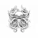kraken sinking a ship tattoo design idea