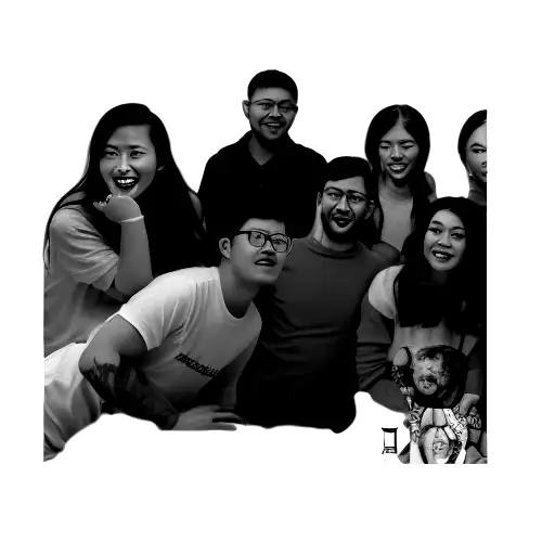 a group of people posing for a picture tattoo design idea