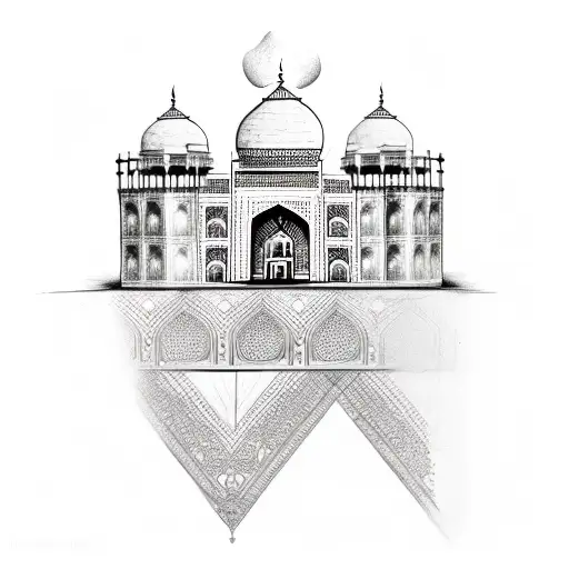 open book and Taj Mahal between both book sides tattoo design idea