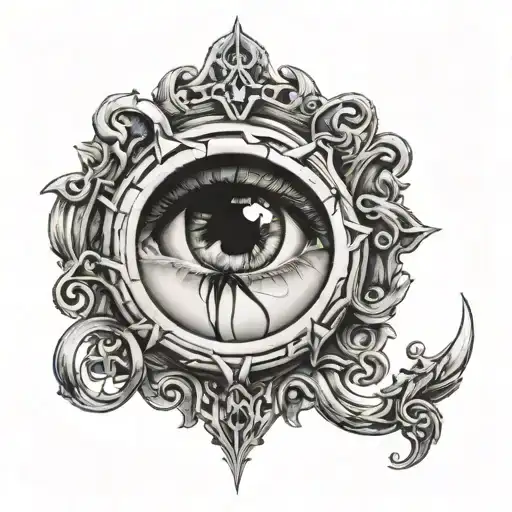 tattoo of a portal opening and a face peeking through tattoo design idea