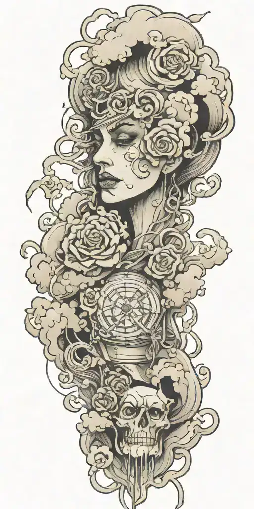 numb and cloudy mind tattoo design idea