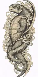 turtle dragon sleeve tattoo design idea