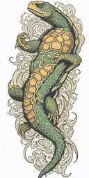 turtle dragon sleeve tattoo design idea