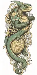 turtle dragon sleeve tattoo design idea