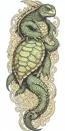turtle dragon sleeve tattoo design idea