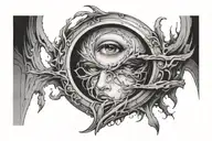 face peeking through portal  tattoo design idea