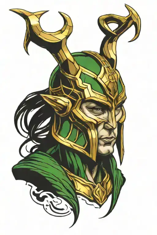 loki marvel helmet tattoo design idea