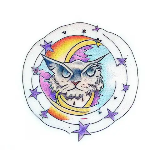 Luna con sol tattoo design idea