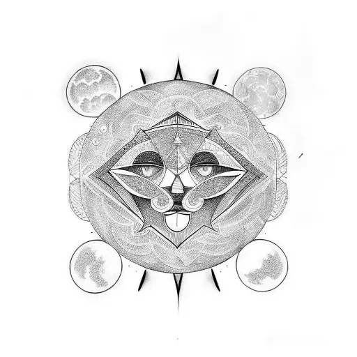 Luna con sol tattoo design idea