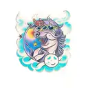 Luna con sol tattoo design idea