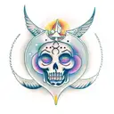 Luna con sol tattoo design idea