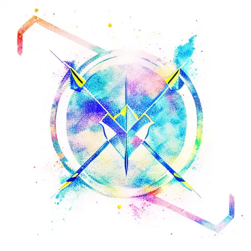 Sagittarius arrow minimalist with water color effects tattoo design idea