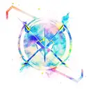 Sagittarius arrow minimalist with water color effects tattoo design idea