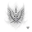 fleur-de-lis, Campfire, angel wings, guitar, cross  tattoo design idea