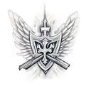 fleur-de-lis, Campfire, angel wings, guitar, cross  tattoo design idea