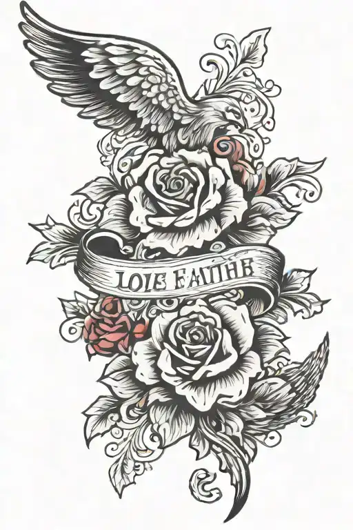 Love faith hope written tattoo design idea