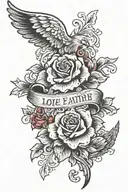Love faith hope written tattoo design idea
