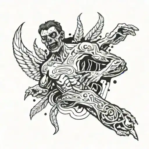 creation of adam zombie   tattoo design idea