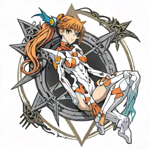 evangelion asuka de evangelion sexy 90 cartoon stile back tattoo tattoo design idea