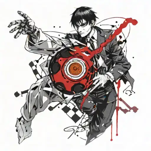 chrollo vs kurapika chain with eye tattoo design idea