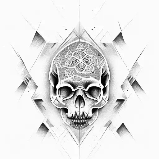cracked skull missing jawbone  tattoo design idea